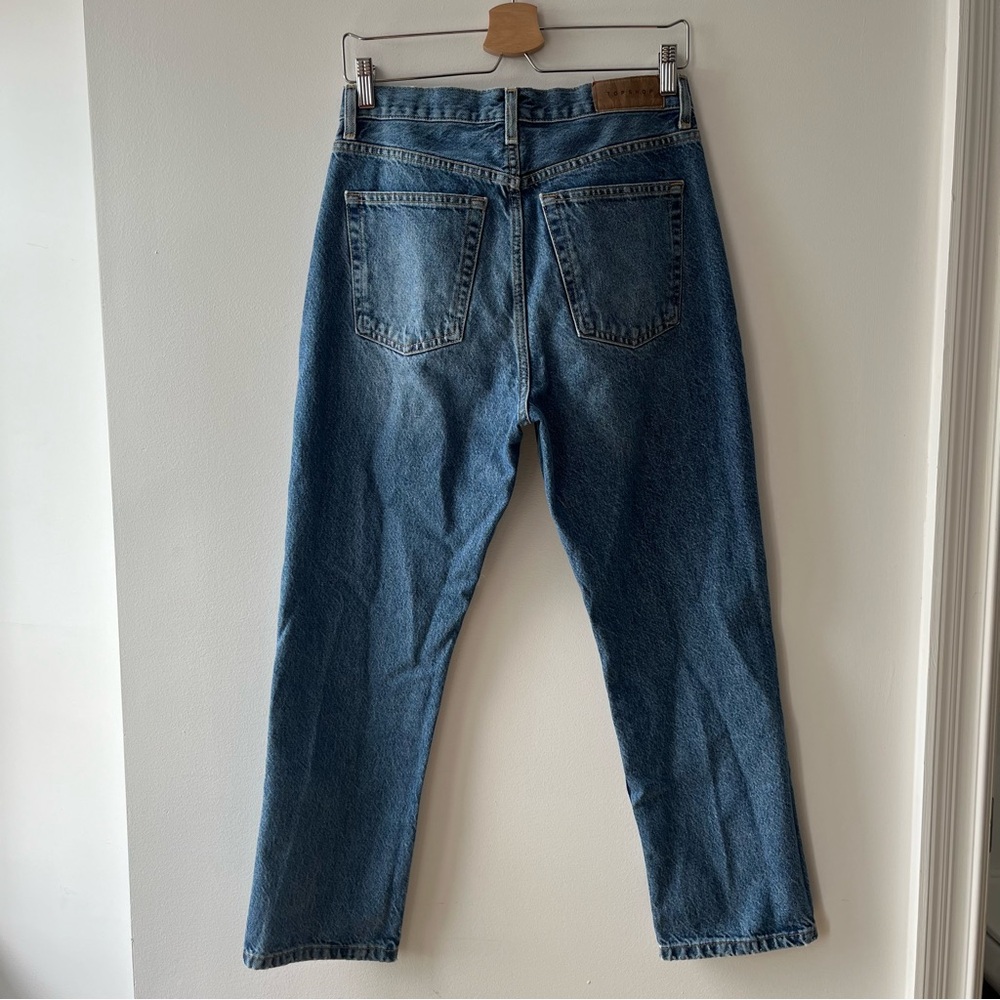 💗MUST GO free ship! Topshop Editor Ripped Straight Leg Jeans Mid Blue - Picture 9 of 9